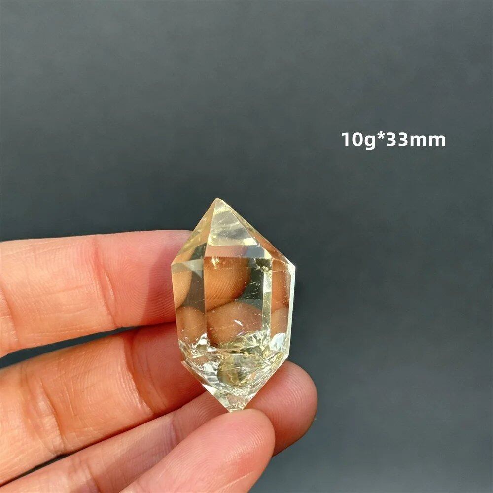 Natural Clear Citrine Double Tip Energy Bar, Reiki Healing Crystal Point, Garden Home Decor, Meditation, Spiritual Color, Parallel Import