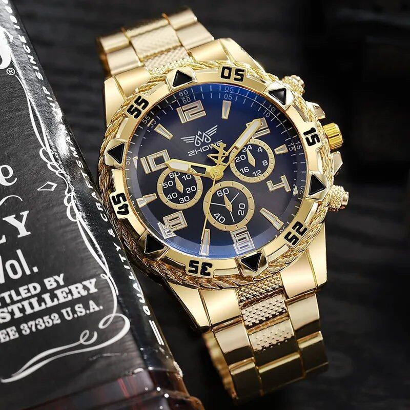 Keglect Men's Steel Band Quartz Watch with Digital Scale, Wristwatch, Necklace, and Bracelet Set; Customization Not Available; Ships from: Parallel Import