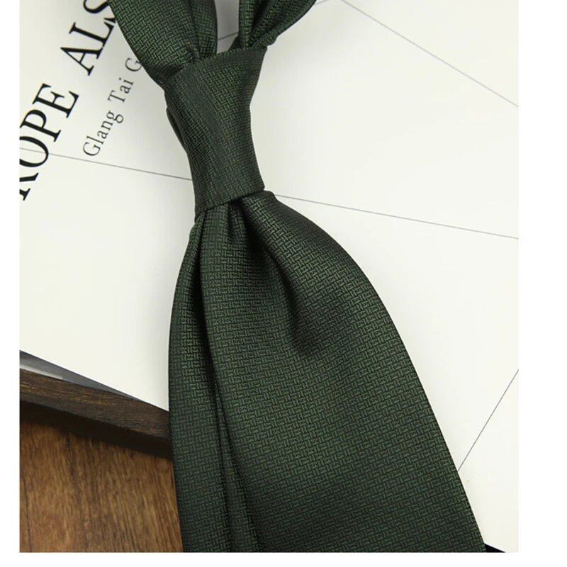 8cm Wide Premium Solid White & Brown Men's Tie, Woven Polyester with Black Ribbon, Perfect for Business, Weddings, and Parties, Cravat, Parallel Import