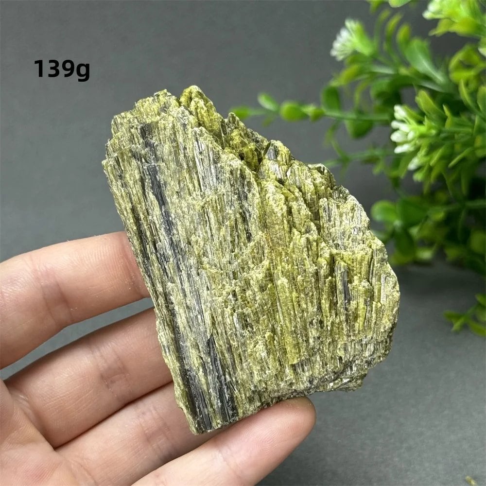 Natural Green Tourmaline Rough Stone Specimen Collection for Aura Healing, Meditation, and Energy Chakra Use. Gemstone Home Furnishing Gift. Parallel Import.