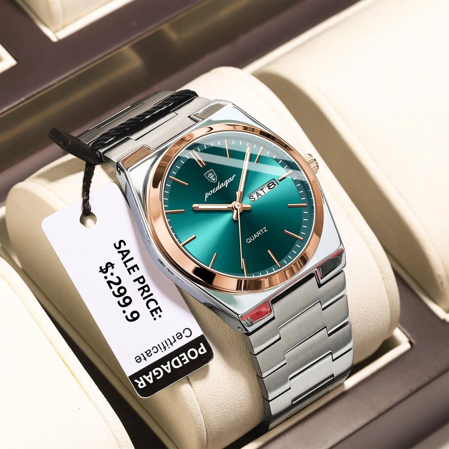 POEDAGAR High-Quality Men's Watch, Stainless Steel, Waterproof, Luminous, Date & Week, Business Quartz Movement, Color: 930, Parallel Import