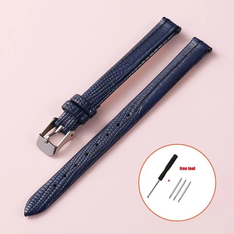 Soft Leather Watch Band, Slim Leather Strap, Unisex, High-Quality Sports Wristband, Available in 8mm, 10mm, 12mm, and 14mm Band Colors, Parallel Import