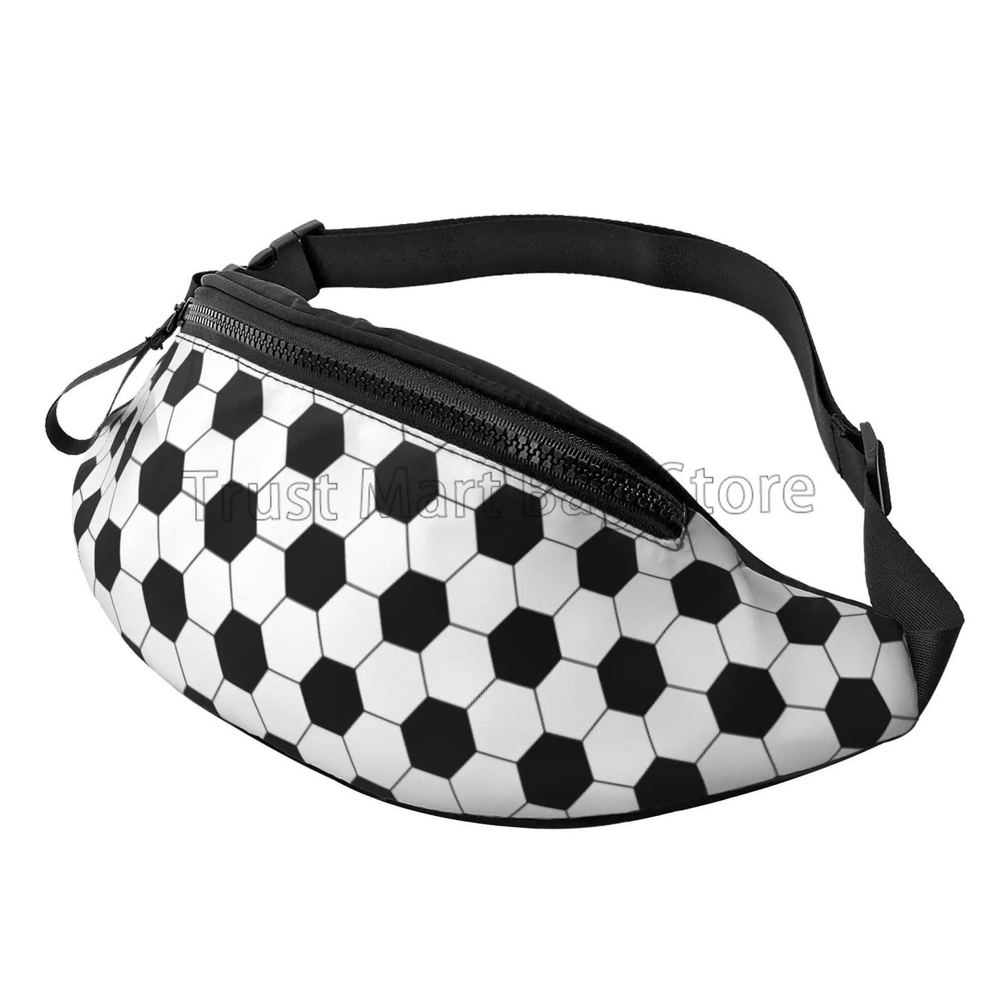 Soccer Ball Design Fanny Pack, Unisex, Casual Waist Bag for Running, Hiking, Travel, Walking, Sports, and Fishing. Color: Imported.