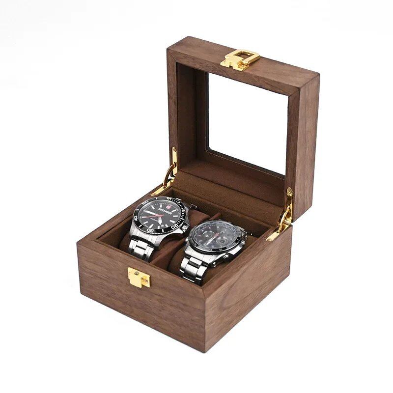Watch Organizer Box, Holds 6 Watches and 3 Sunglasses, Wooden Watch Case with Glass Top, Perfect Gift for Family and Friends, Parallel Import
