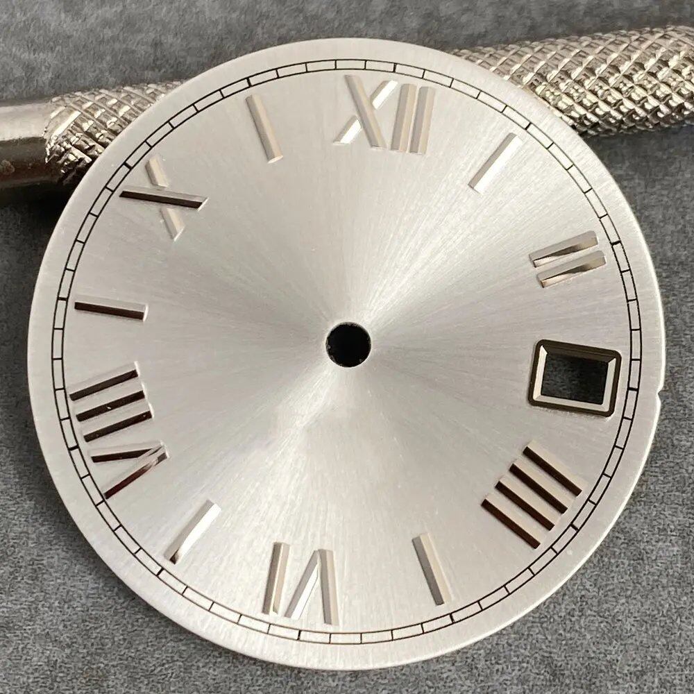 MATELION 29mm Steel Roman Numeral Sunburst Dial with Black, Blue, Gold, or Silver Dial, Compatible with NH35 and NH36 Automatic Diver Men's Watches, Parallel Import