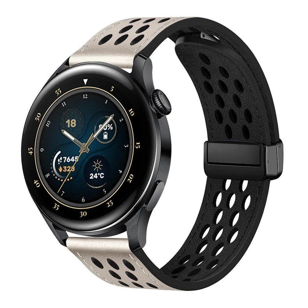 HUAWEI Watch GT 5 Pro / 4 / 3 / 2 / 2e Compatible Leather Strap - Sport Band with Magnetic Bracelet, Compatible with HUAWEI Watch 4 / 4 Pro / 3 / 3 Pro / GT5 / GT4 / GT3 / GT2 / 2E, Band Color: Parallel Import