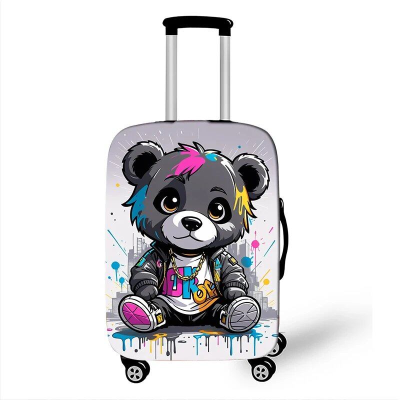 グラフィティ 女性向けクマ人形デザイン 旅行用スーツケースカバー 男女兼用 防塵 伸縮性 トロリーケースカバー サイズ: 並行輸入品