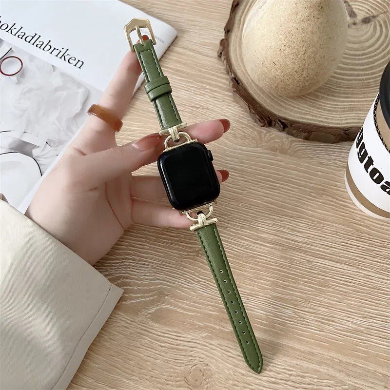 Genuine Apple Watch Leather Strap, Compatible with iWatch Series 8/7/6/SE/5/4/3, 44mm, 41mm, 45mm, 38-42-40mm, Ultra, and 49mm Bands. Parallel Import.