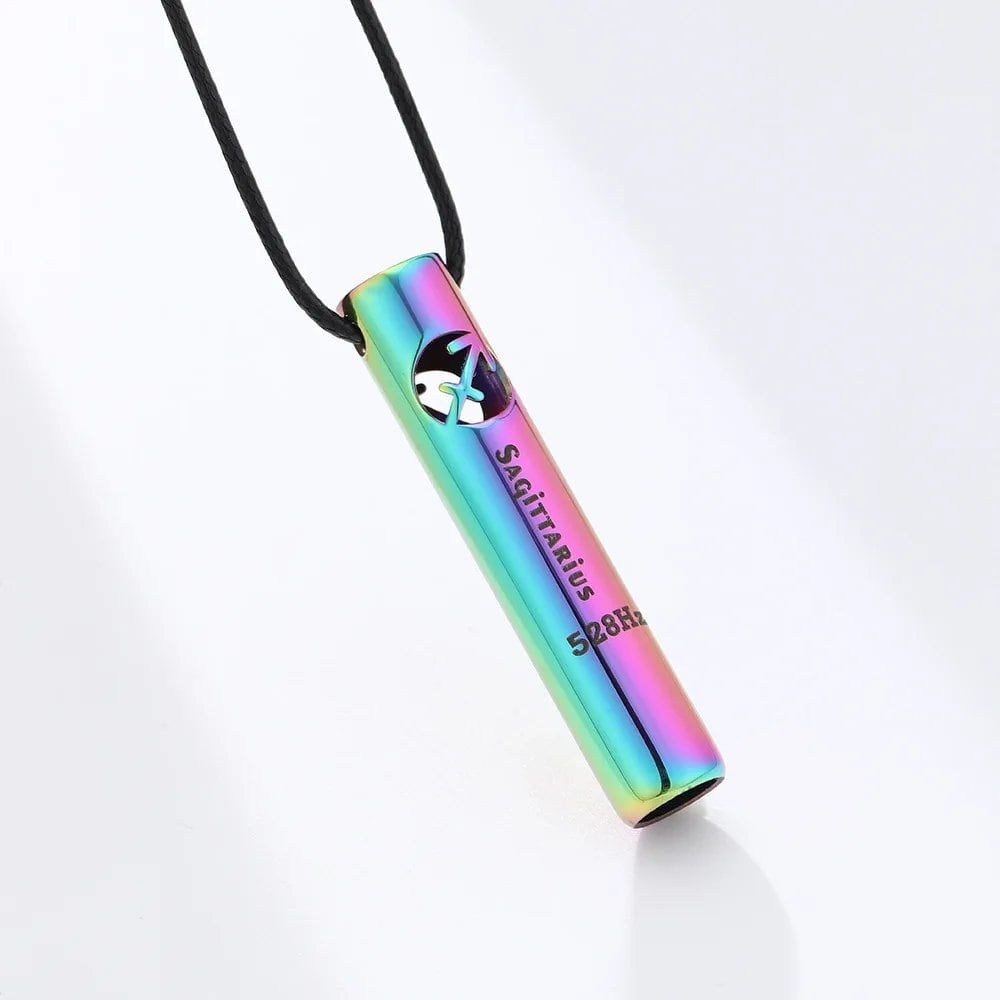 Stainless Steel Meditation & Mindfulness Bracelet Pendant with 12 Zodiac Signs, Stress Relief, Anxiety Relief, and Whistle, Sports Necklace, Metal Color: Black, Parallel Import