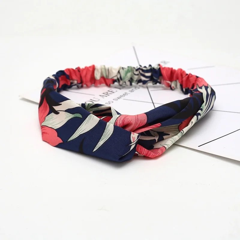 Women's Summer Bohemian Print Headband, Retro Cross Turban, Bandage Bandana, Hair Accessory, Head Wrap, Parallel Import