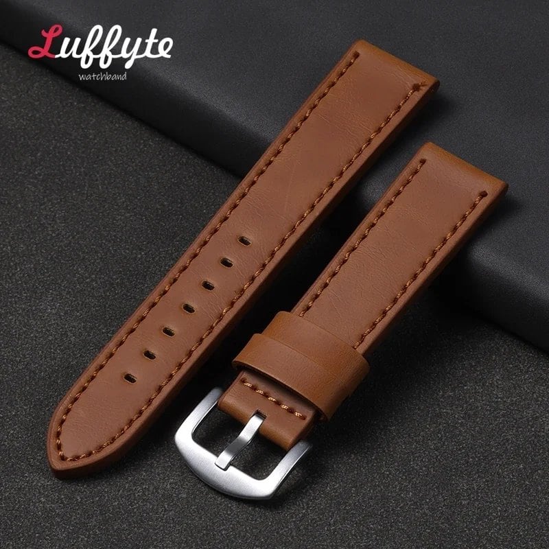Vintage Leather Watch Strap, Universal Bracelet, 18mm, 20mm, 22mm, 24mm, Black, Brown, Gray, for Business, Belt, Accessory, Band Color: mm, Parallel Import