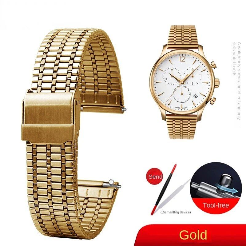 18mm, 20mm, 22mm Stainless Steel Quick Release Spring Bar Men's Watch Band with Safety Buckle, Bracelet Accessory, Sizes: Parallel Import