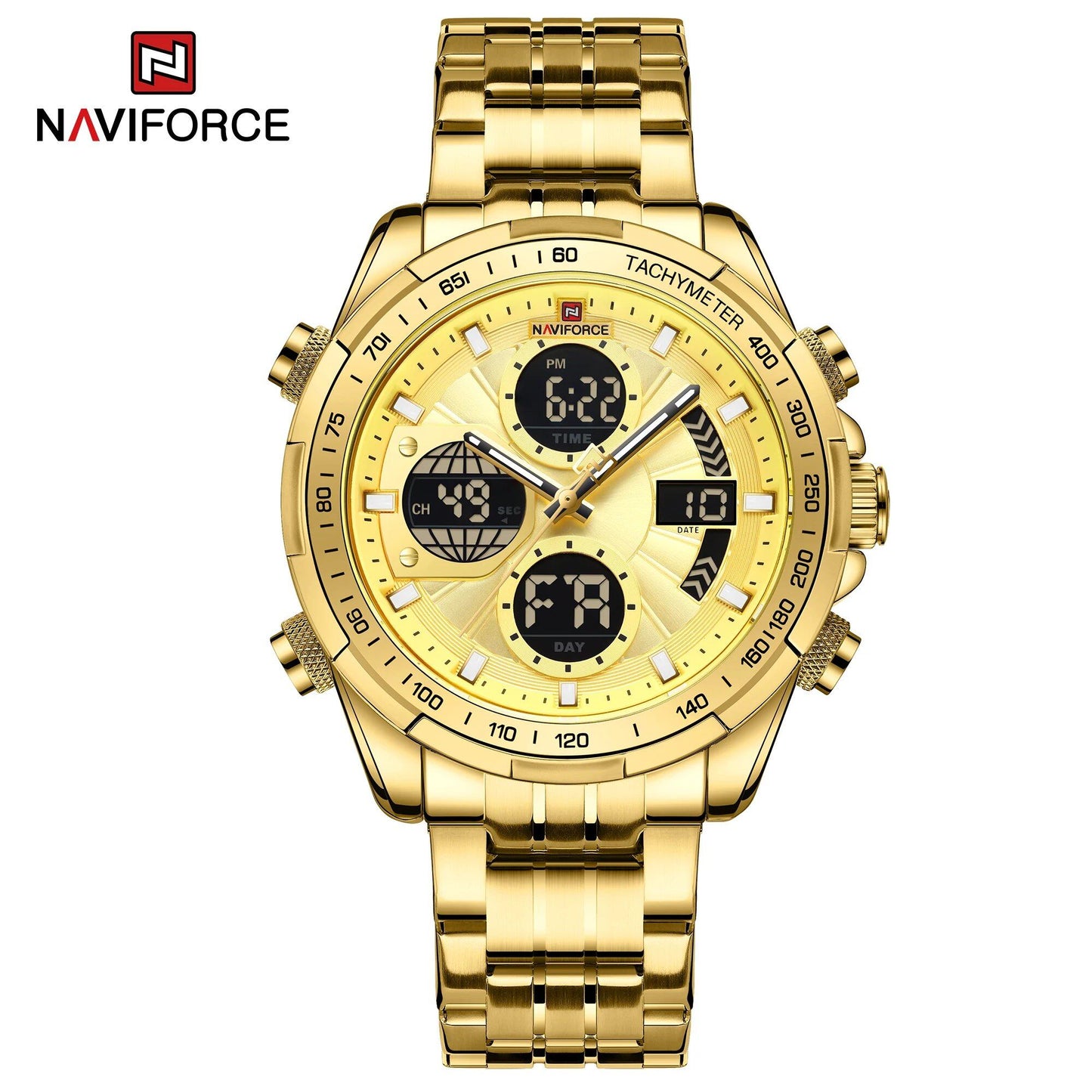 NAVIFORCE Men's Fashion Military Watch, Luxury Original Sports Chronograph, Waterproof Quartz Digital Wristwatch, Parallel Import