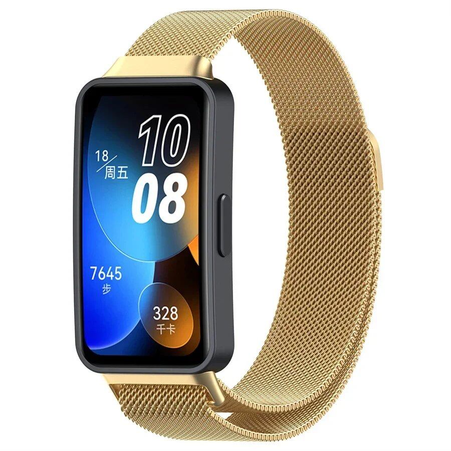 Milanese Strap, Metal Magnetic Wristband, Bracelet, Replacement Strap for Huawei Band 8-9/10, Size: S; Band Color: Parallel Import