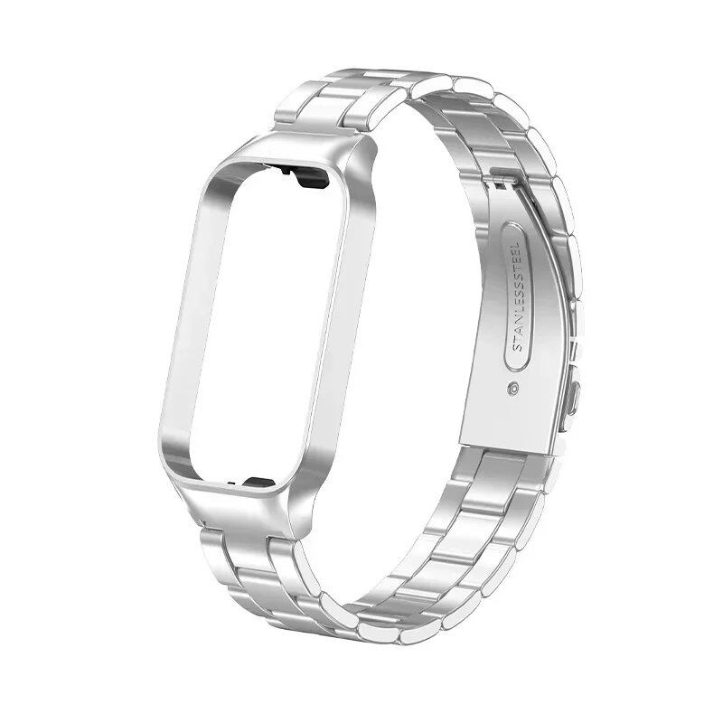 Stainless Steel Metal Strap for Xiaomi Mi Band 8 Active - Metal Wristband Compatible with Smart Band 8 Active, Band Color: Parallel Import