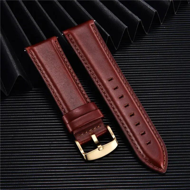Quick Release Leather Watch Band, 18mm, 20mm, 22mm, Business Watch Strap, Black, Brown, Soft Bracelet, Watch Accessories, Band Color: mm, Parallel Import