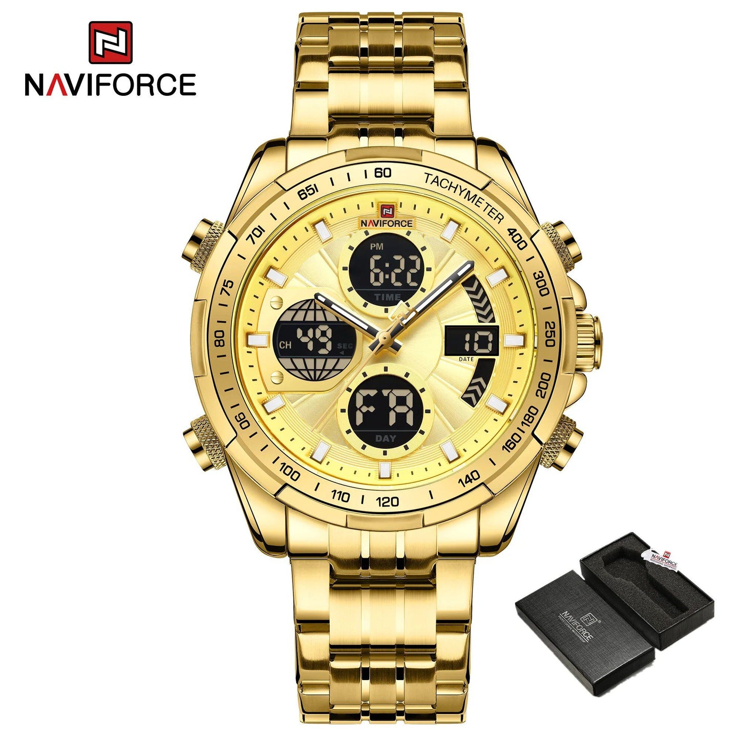 NAVIFORCE Men's Fashion Military Watch, Luxury Original Sports Chronograph, Waterproof Quartz Digital Wristwatch, Parallel Import