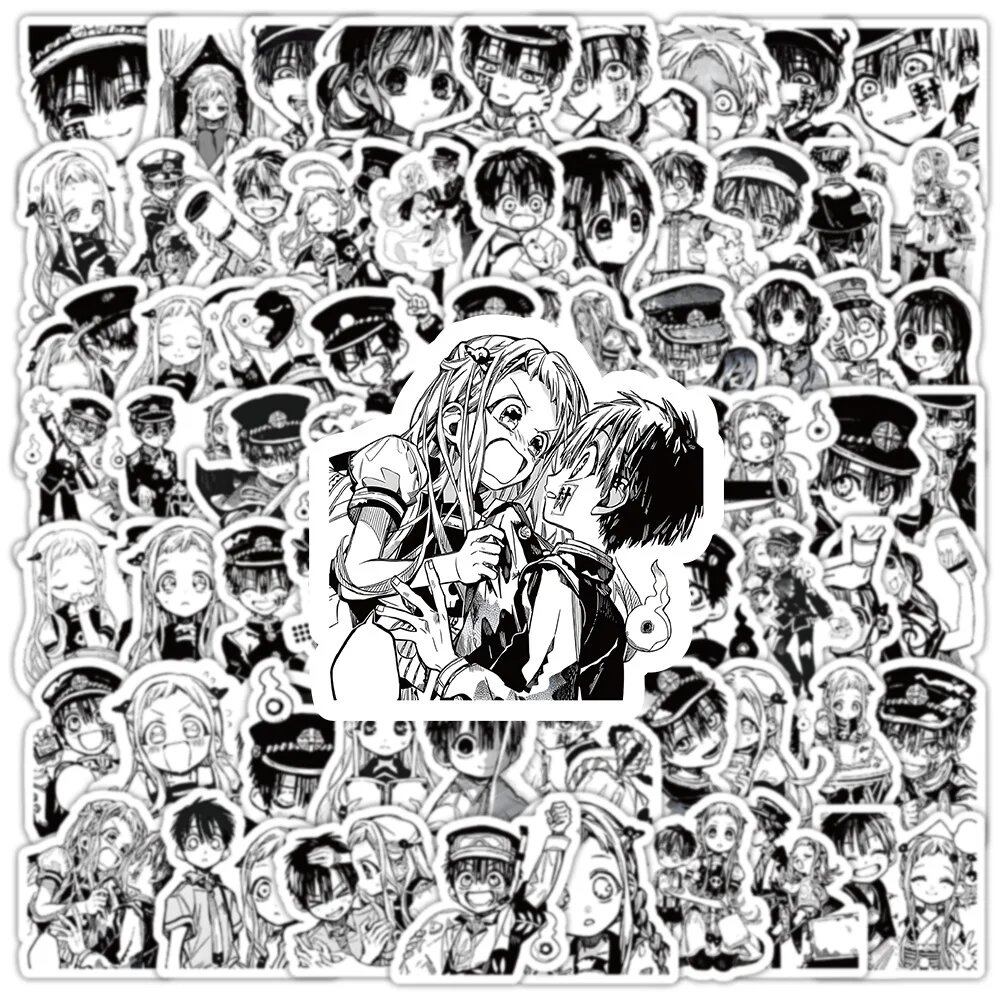 10/30/50/100 Sheets of Toilet-Bound Hana-kun Stickers, Black and White, Anime Decals for DIY Luggage, Laptops, Smartphones, Cars, Bicycles, Skateboards, 0 Pieces per Pack, Parallel Import