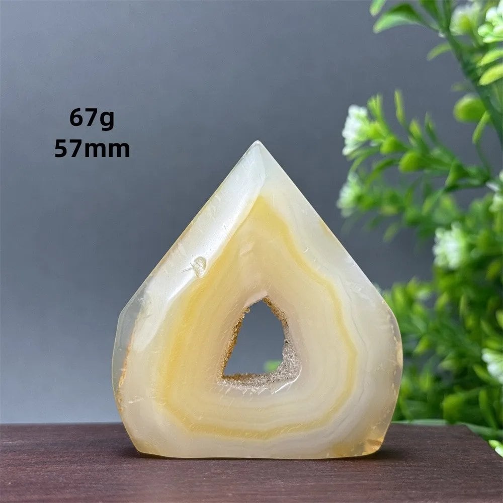 Natural Yellow Agate Geode, Freeform Torch, Mineral Energy, Home Furnishings, Meditation, Aura, Prayer, Altar, Gift, Parallel Import
