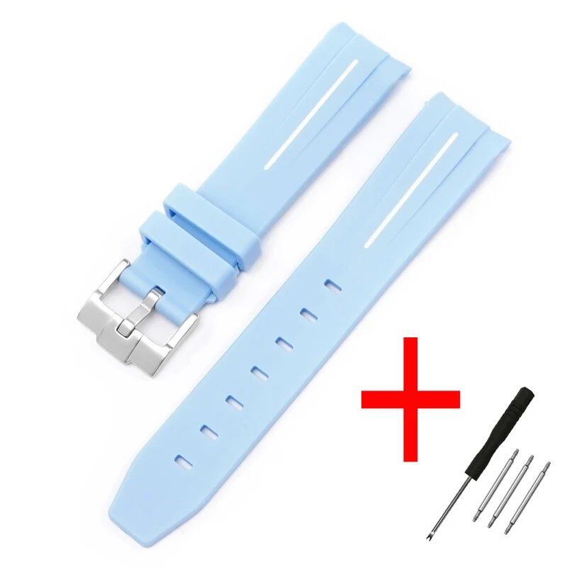 New 20mm Bent End Rubber Watch Strap for Omega Moonwatch, Joint Constellation, Men's Waterproof Sports Watch Band, Band Color: 20mm; Band Width: 20mm, Parallel Import
