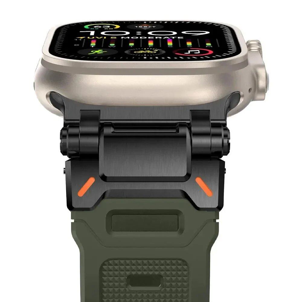 TPU Sport Strap for Apple Watch - Compatible with 10 (46mm), 9 (45mm), and Ultra 2 (49mm). Titanium-colored silicone band for iWatch 8/7/SE/6/5/4 (44mm/42mm). Band Color: mm; Ships from: Parallel Import.