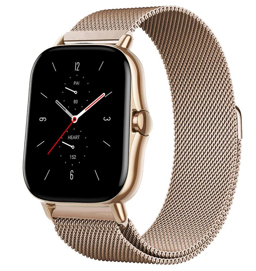 Magnetic Loop Mesh Smartwatch Band for Amazfit GTS/GTR/Bip 5 (Compatible with 20mm/22mm/47mm Watches) - Metal Mesh Strap, Band Color: mm; Ships from: Parallel Import