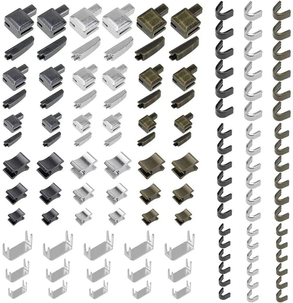 10/24 Pack of 123 Metal Zipper Head Sliders, Stoppers, Insert Pins, Zipper Top End Repair Kit for Coats, Jackets, and Clothing, Colors Available, Parallel Import