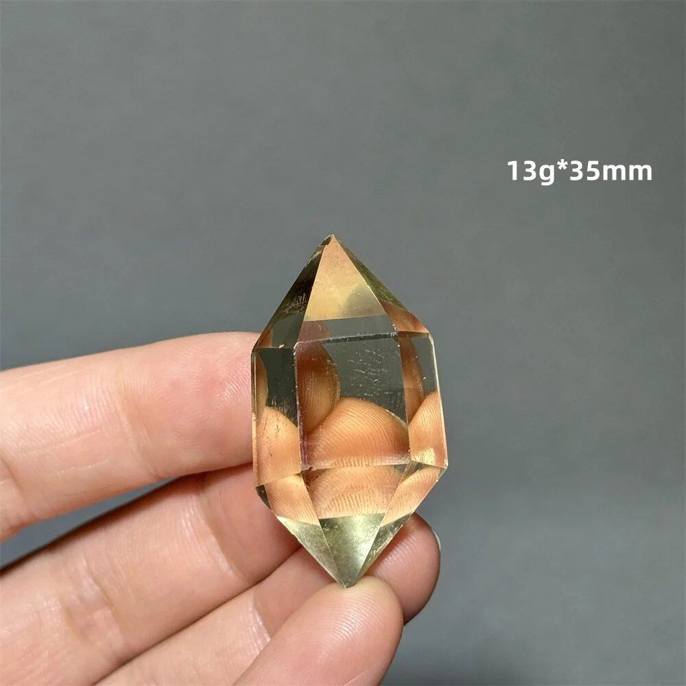 Natural Clear Citrine Double Tip Energy Bar, Reiki Healing Crystal Point, Garden Home Decor, Meditation, Spiritual Color, Parallel Import