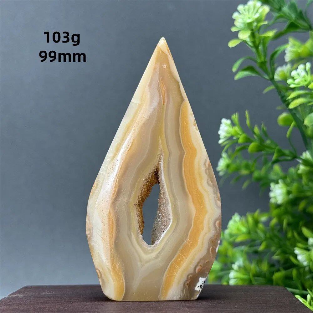 Natural Yellow Agate Geode, Freeform Torch, Mineral Energy, Home Furnishings, Meditation, Aura, Prayer, Altar, Gift, Parallel Import
