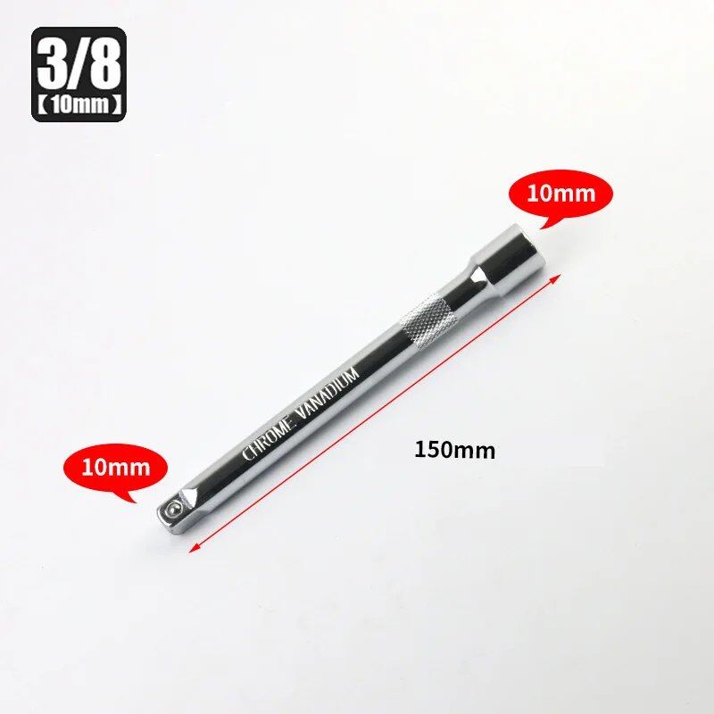 1/4", 3/8", 1/2" Socket Ratchet Wrench Extension Bar 50/75/100/125/150/250mm Long Bar Steering Sleeve Connecting Rod Accessories Color: mm; Shipped from: Parallel Import
