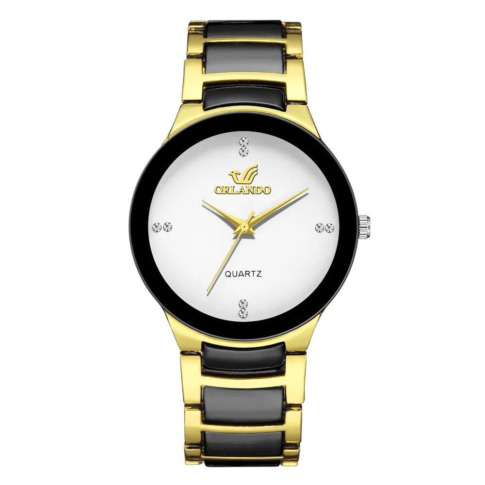 Orlando Men's Luxury Watch, New Arrival, Cool Black Gold Quartz Stainless Steel Fashion Clock, Color: Parallel Import