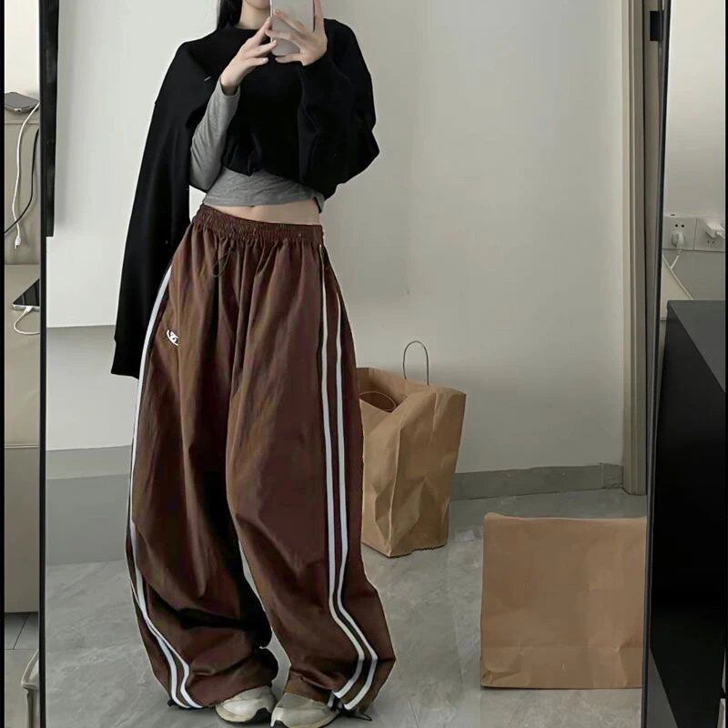 Y2K Vintage Women's Loose Pants, Oversized, Hip Hop, Drawstring, Pockets, Stylish Cargo Pants, Casual, Office Lady, Baggy, New, Size: Parallel Import
