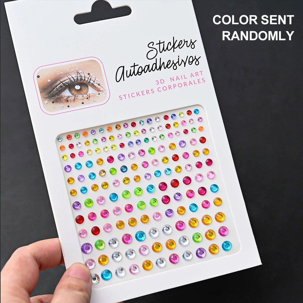 1/5 Random Color Glitter Face Tattoo Stickers for Kids, Sparkly Diamonds, for Costume Parties, Makeup, DIY Tattoo Decals, Parallel Import