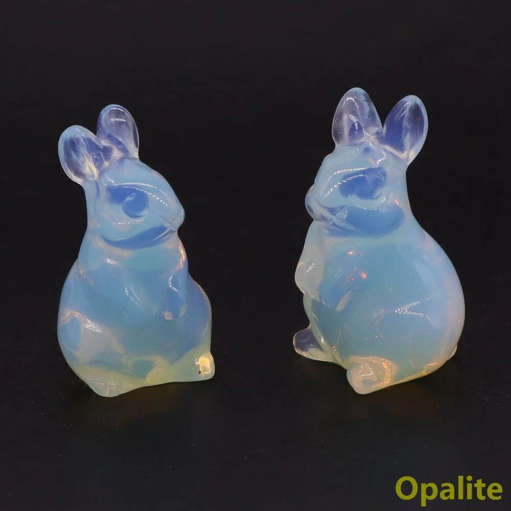 1.5-inch Easter Rabbit Figurine, Micro Landscape with Natural Amethyst and Rose Quartz Carved Healing Crystals, Spiritual Home Decor, Size: Parallel Import