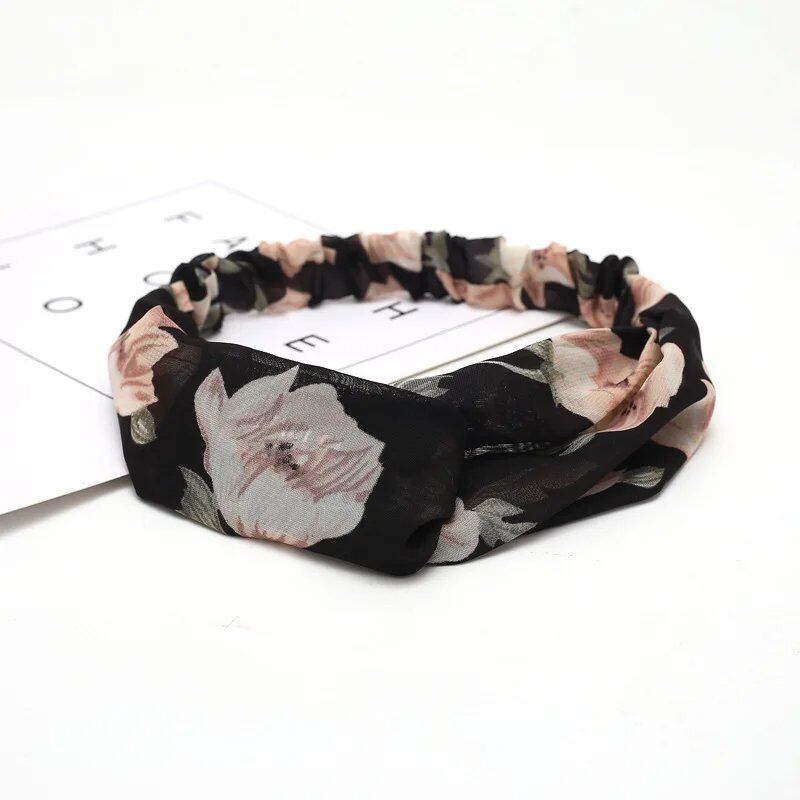 Women's Summer Bohemian Print Headband, Retro Cross Turban, Bandage Bandana, Hair Accessory, Head Wrap, Parallel Import