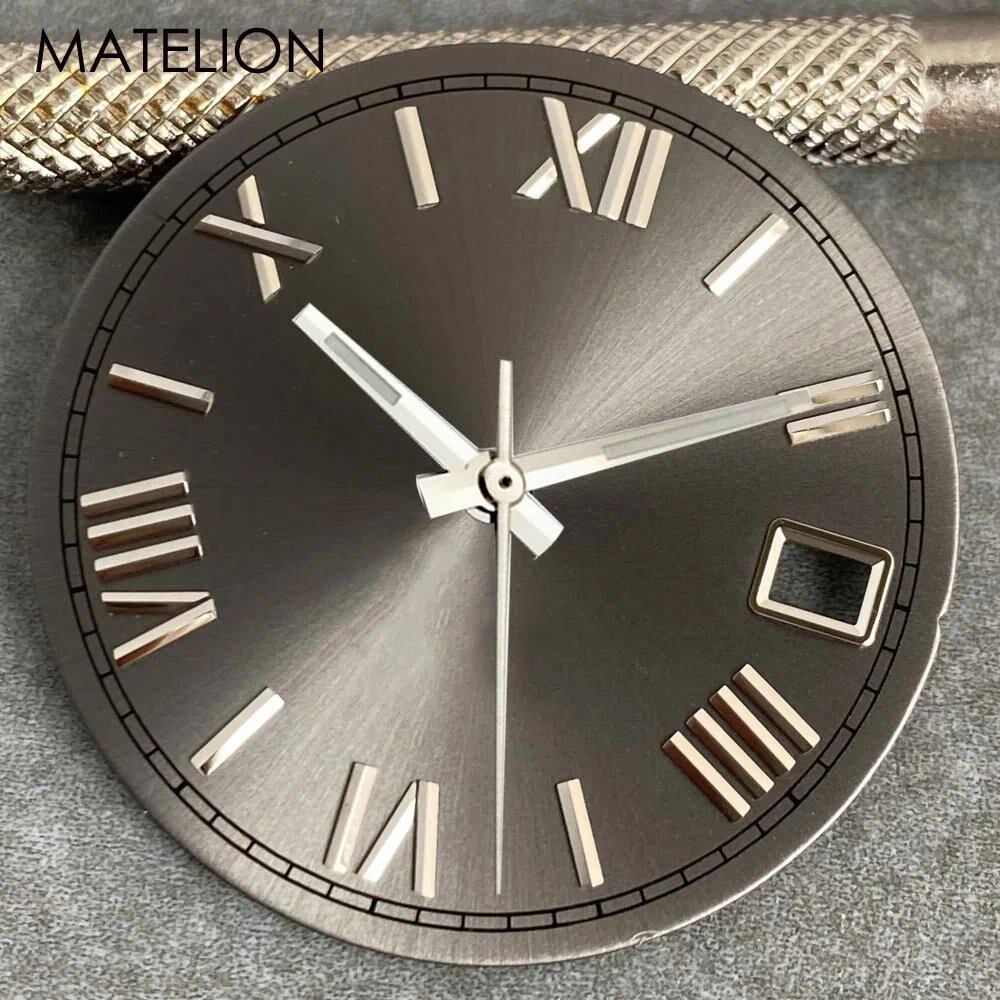 29mm Sunburst Dial Roman Dial Compatible with NH35, NH36, NH38, NH70, NH71, NH72, 4R35, and 4R36 Automatic Movement with Metallic Markers and DJ Hands (Parallel Import)