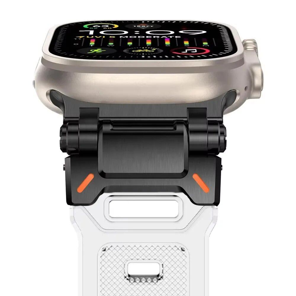 TPU Sport Strap for Apple Watch - Compatible with 10 (46mm), 9 (45mm), and Ultra 2 (49mm). Titanium-colored silicone band for iWatch 8/7/SE/6/5/4 (44mm/42mm). Band Color: mm; Ships from: Parallel Import.