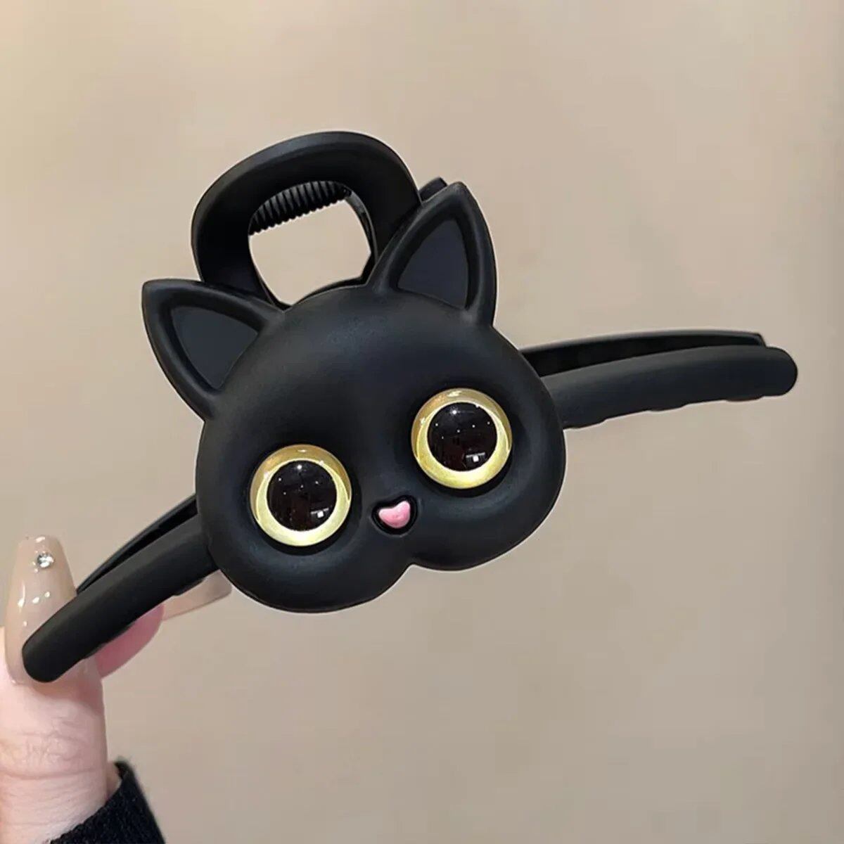 Cute Cat Large Plate Hairpin, Shark Clip, Grip Clip for the Back of the Head, Hair Accessory, One Size Fits All; Parallel Import