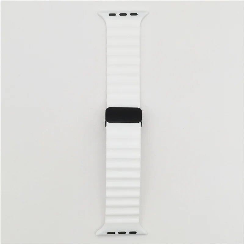 Magnetic Buckle Strap for Apple Watch - Compatible with Ultra 2/SE/Series 3-9, 49mm/45mm/44mm/40mm/41mm/38mm/42mm Silicone Bracelet, Band Color: mm, Parallel Import