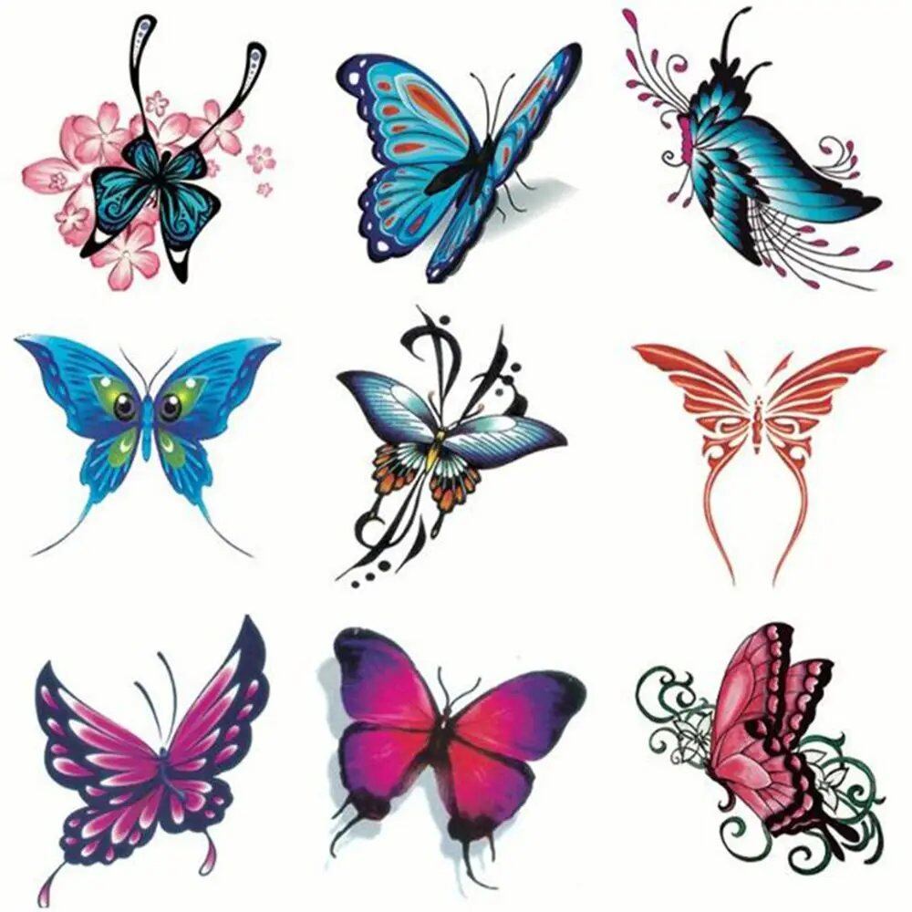 10/20/30/50 Sheets of Waterproof Temporary Tattoo Stickers, Removable Body Art, Butterfly and Flower Designs for Men and Women, Stylish, Imported