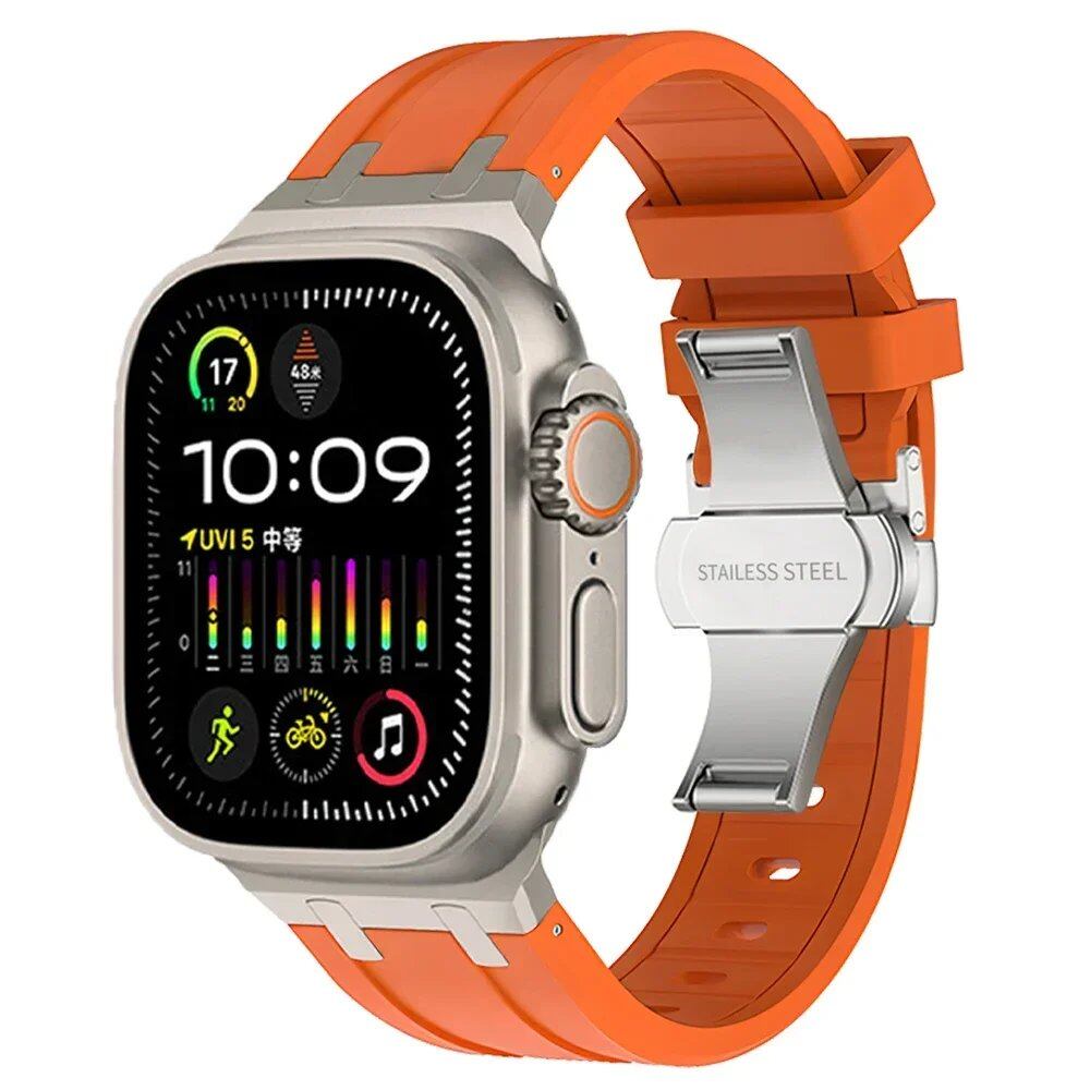 Soft Silicone Strap for Apple Watch Ultra 2/1, Series 10/9/8/7 (49mm/46mm/45mm) - Compatible with iWatch 6/5/4/SE (44mm) - Men's Rubber Band. Band Colors: 46mm, 44mm, 45mm, 49mm. Parallel Import.