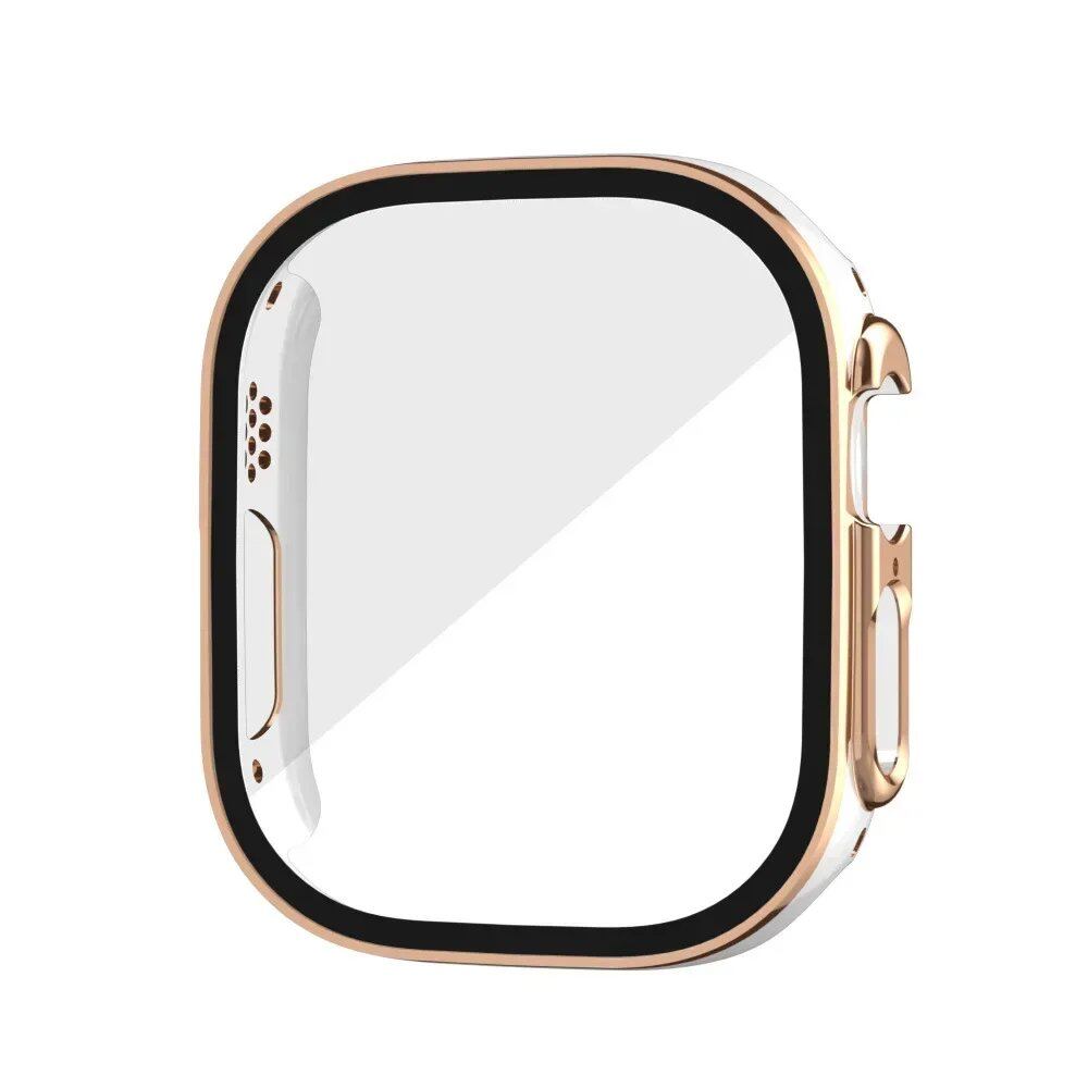Tempered Glass Case for Apple Watch Ultra 2 (49mm), Screen Protector Frame Cover, Compatible with iWatch Ultra 49mm, Tempered Glass Protection, 49mm Accessories, Color: Black; Shipped from: Parallel Import