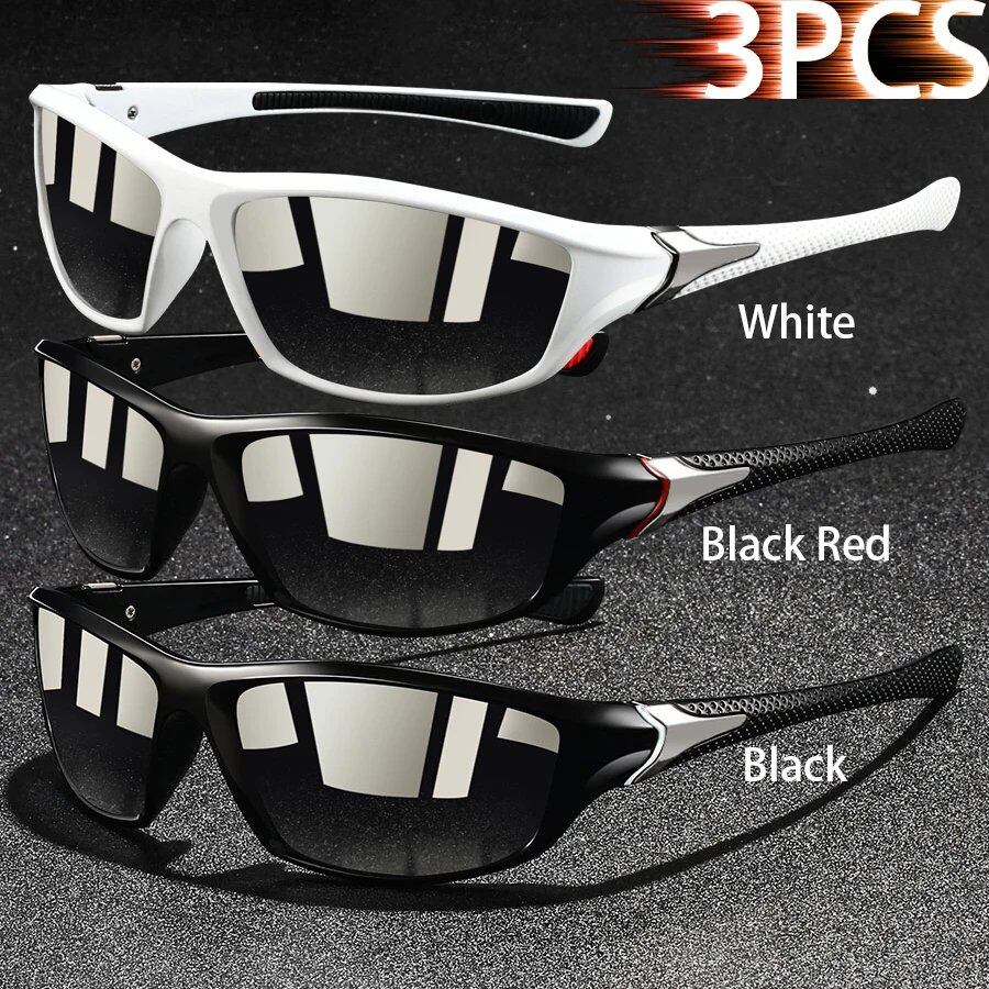 Set of 1, 2, or 3 Retro Sports Sunglasses for Men and Women, Ideal for Fishing, Running, Cycling, Climbing, and Outdoor Sports, UV400 Protection, Anti-Glare Lens Color: Parallel Import
