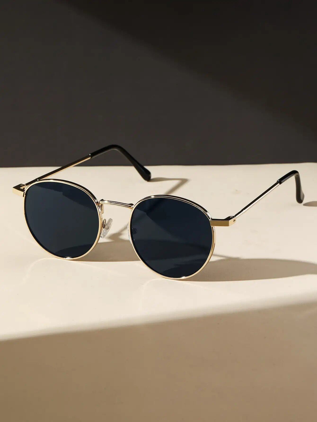 1/2-Piece Unisex Metal Round Frame Vintage Y2K Casual Sunglasses for Outdoors, Everyday Use, Vacation, Driving, and Clothing Accessories, Lens Color, Parallel Import