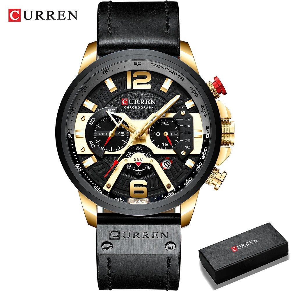 Karen Men's Sports Watch, Luxury Military Leather Chronograph, Stylish Watch, Color: Parallel Import