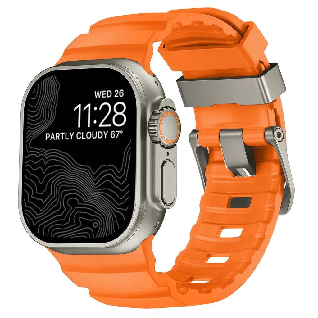 Sport Band for Apple Watch Ultra 2/10/9/8/7/6/SE/5/4 - Soft Silicone and Titanium Bracelet Strap, Compatible with iWatch 42mm, 44mm, 45mm, 46mm, and 49mm Band Colors: 42mm, 44mm, 45mm, 46mm, and 49mm Band Widths (Imported)