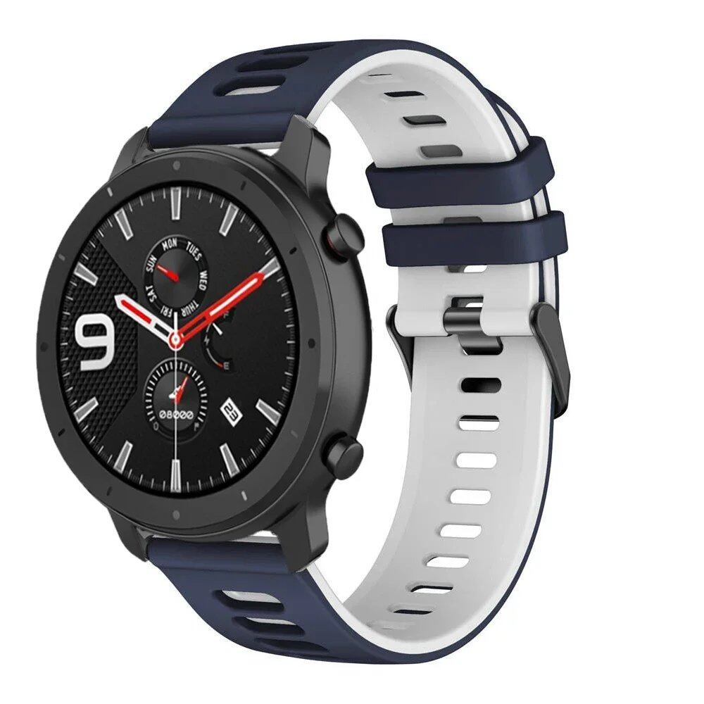 Compatible with Amazfit GTR 47mm/2/2e/Stratos 3/GTR 4/3 Pro/GTS 4 Mini/2/2E/3, 20mm/22mm Silicone Band Strap, Replacement Band, Band Color: mm, Universal, Imported