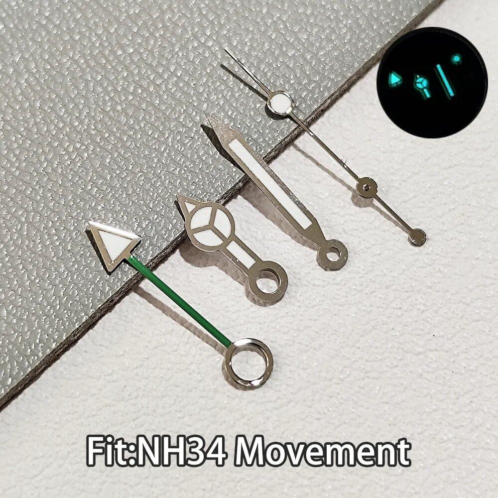 NH34 GMT Hand, Blue-Green C3 Luminous Hand Part, Compatible with NH34 Automatic Movement, Hand Accessory, Parallel Import
