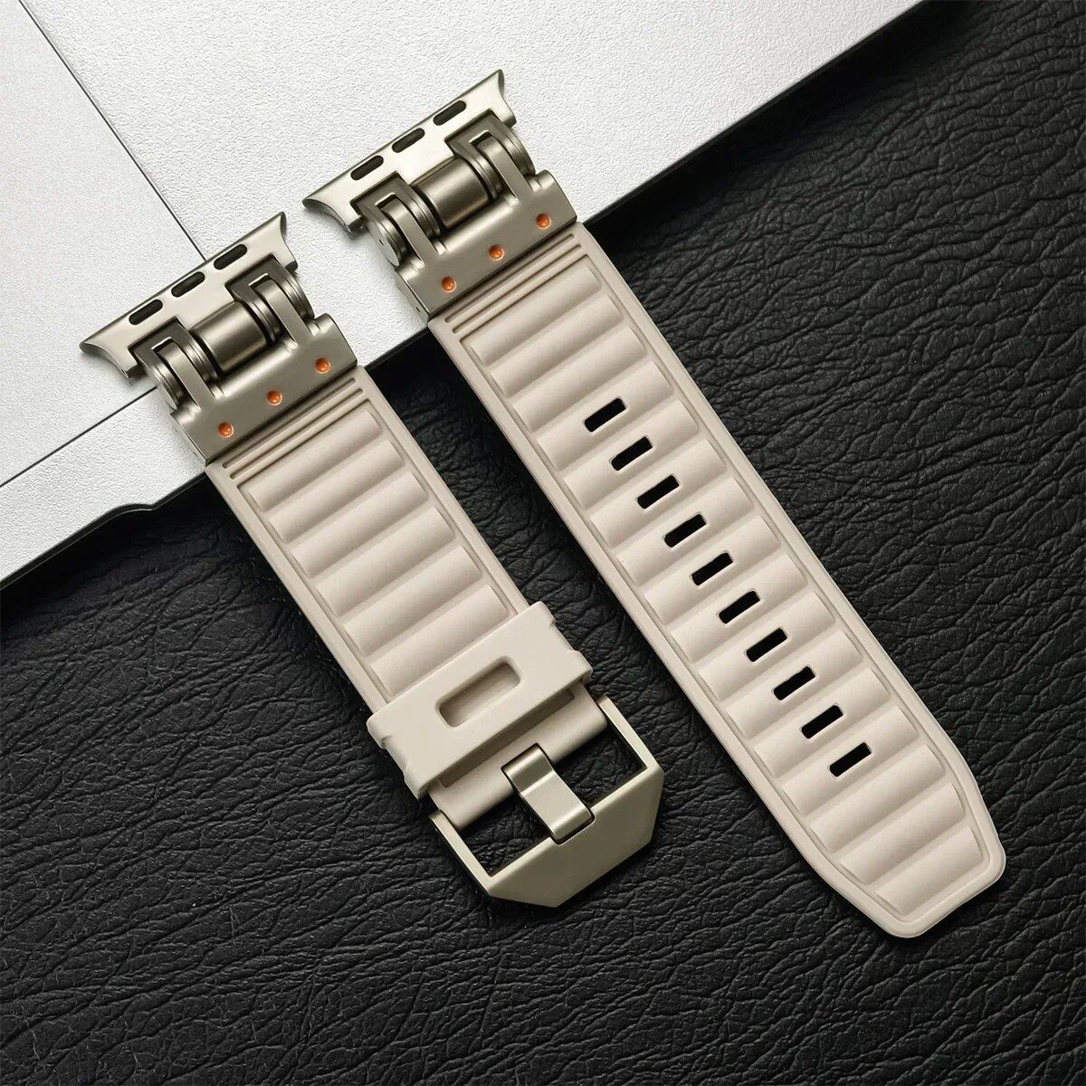 Silicone Sport Band for Apple Watch Ultra2 (49mm, 46mm, 45mm, 44mm) - Compatible with iWatch Series 10/9/8/7/6/5/4/3/2/1 and 42mm Models. Sizes: 42mm, 44mm, 45mm, 46mm, 49mm; Band Colors: Parallel Import