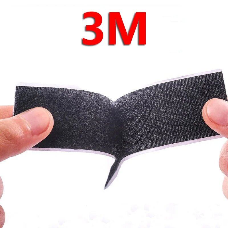 1/3/5 Meter Strong Adhesive Velcro Tape for DIY Crafts, Nylon Sticker Tape with Adhesive, 20-50mm, Black, Size: Meter, Parallel Import